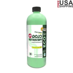 Eco Clog Preventer Enzyme Drain Cleaner Safe Toilets Sinks Showers Microbial Formula Toxin-Free Green Seal Certified 32oz