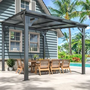 10x8 FT Gazebo Pergola Awnings for Patio with Hardtop